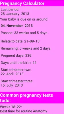 Pregnancy Calculator android App screenshot 2